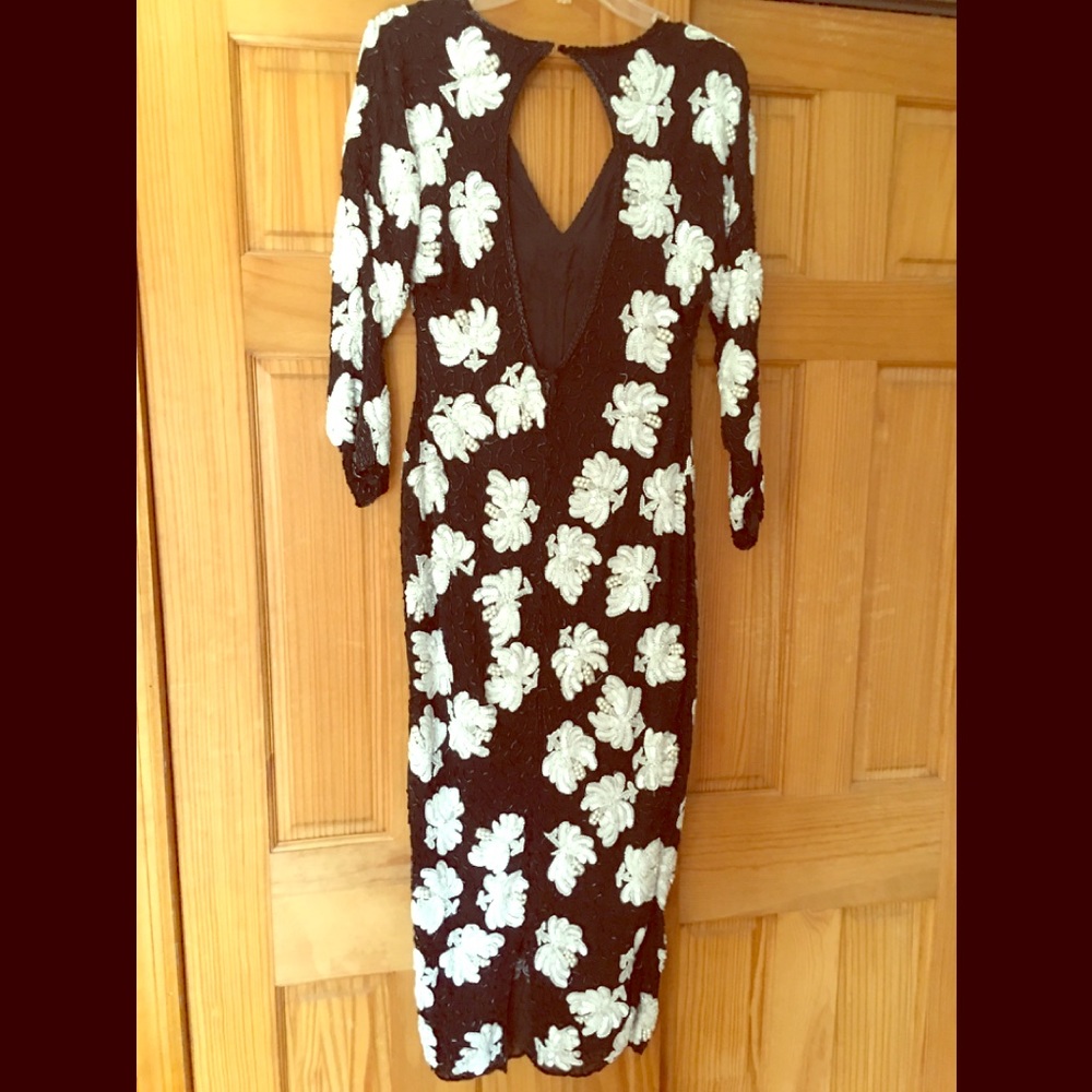 Black & White Sequin/Beaded Gown